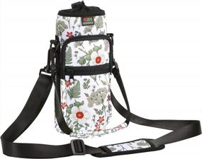 img 4 attached to Adjustable Neoprene Water Bottle Carrier Bag With Shoulder Strap And Dual Pockets - Ideal For Sports, Hiking, Camping, And Traveling