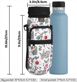 img 1 attached to Adjustable Neoprene Water Bottle Carrier Bag With Shoulder Strap And Dual Pockets - Ideal For Sports, Hiking, Camping, And Traveling