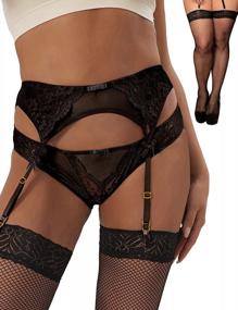 img 3 attached to Plus Size Garter Belt And Stocking Set With 4 Vintage Straps Clip Clasp Lingerie For Women (Includes Panty)