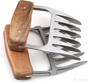 img 4 attached to 🍖 1Easylife Stainless Steel Meat Claws with Wooden Handle for Shredding, Pulling, Handing, Lifting & Serving Pork, Turkey, Chicken, Brisket