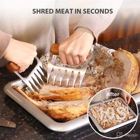 img 1 attached to 🍖 1Easylife Stainless Steel Meat Claws with Wooden Handle for Shredding, Pulling, Handing, Lifting & Serving Pork, Turkey, Chicken, Brisket