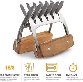 img 3 attached to 🍖 1Easylife Stainless Steel Meat Claws with Wooden Handle for Shredding, Pulling, Handing, Lifting & Serving Pork, Turkey, Chicken, Brisket