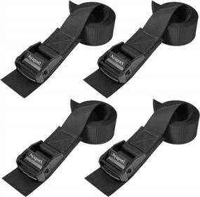 img 4 attached to Adjustable Lashing Straps With Buckles - Black Cinch Tie Down Cam Buckle Straps For Packing (4 Pack, 1.5" X 60") By Ayaport