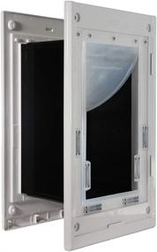 img 2 attached to Dragon Wall Pet Door - Single Flap, White Frame, Large Flap with Locking Cover - Energy Efficient, Sturdy, and Low-Cost Through-Wall Pet Door