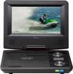 impecca 7 inch swivel screen portable dvd player dvp775k with rechargeable battery, sd card slot and usb port - black logo