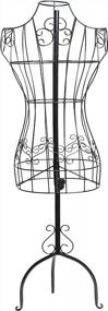 img 3 attached to 👗 Black Metal Adjustable Height Wire Frame Dress Form Display Stand by MyGift Designers