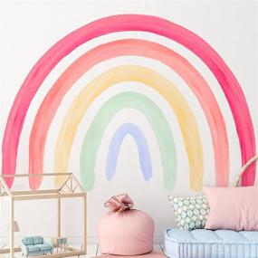 img 1 attached to Boho Rainbow Wall Sticker: Large Watercolor Rainbow Decals for Colorful Wall Decor in Girls Kids Bedroom, Nursery, Playroom (57 x 77 Inch) - Vinyl Peel and Stick with Scraper Included