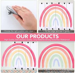 img 2 attached to Boho Rainbow Wall Sticker: Large Watercolor Rainbow Decals for Colorful Wall Decor in Girls Kids Bedroom, Nursery, Playroom (57 x 77 Inch) - Vinyl Peel and Stick with Scraper Included