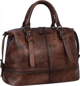 img 4 attached to Vintage Leather Women'S Shoulder Bag - Designer Tote, Top Handle, Crossbody Satchel Purses And Handbags