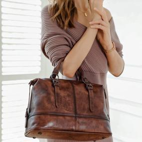 img 2 attached to Винтажная кожаная женская сумка через плечо - дизайнерская большая сумка, верхняя ручка, сумки-портфели и сумки через плечо