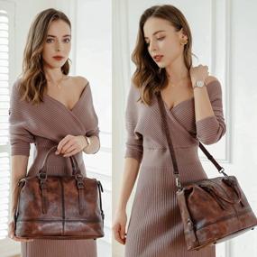 img 3 attached to Vintage Leather Women'S Shoulder Bag - Designer Tote, Top Handle, Crossbody Satchel Purses And Handbags