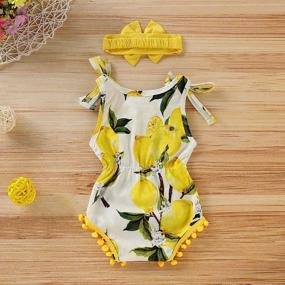 img 2 attached to Summer Lemon Jumpsuit Onesie Clothes For Baby Girls - BOEBNOZCV Shoulder Girdle Pompom Tassel Romper Bodysuit Outfits Sleeveless
