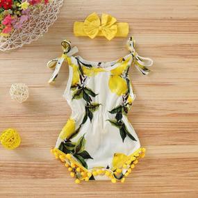 img 3 attached to Summer Lemon Jumpsuit Onesie Clothes For Baby Girls - BOEBNOZCV Shoulder Girdle Pompom Tassel Romper Bodysuit Outfits Sleeveless