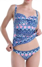 img 4 attached to PHIBEE Women'S Two-Piece Swimsuit: Tummy Control Tankini With Ruched Tank Top And Short Swimwear For A Flattering Beach Look