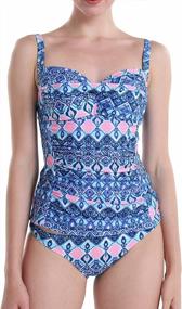 img 2 attached to PHIBEE Women'S Two-Piece Swimsuit: Tummy Control Tankini With Ruched Tank Top And Short Swimwear For A Flattering Beach Look
