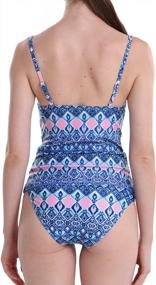 img 3 attached to PHIBEE Women'S Two-Piece Swimsuit: Tummy Control Tankini With Ruched Tank Top And Short Swimwear For A Flattering Beach Look