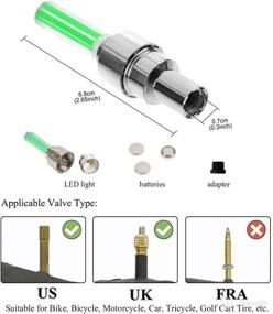 img 1 attached to 🚴 Зеленые водонепроницаемые светодиодные фонарики для колес FICBOX - колпачки на ниппель велосипедной шины для автомобиля, велосипеда и мотоцикла (8 шт): повышение безопасности и стиля.