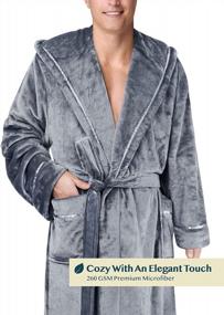 img 2 attached to Stay Cozy In Style: Men'S Plush Hooded Fleece Bathrobe For Ultimate Comfort & Warmth