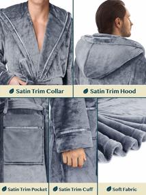 img 1 attached to Stay Cozy In Style: Men'S Plush Hooded Fleece Bathrobe For Ultimate Comfort & Warmth
