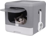 🚽 discover the convenient bingopaw large foldable cat litter box with lid and scoop drawer: top exit, one-way entry, anti-leak design for an easy and clean cat care routine logo
