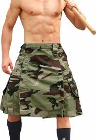 img 3 attached to Men'S Tactical Utility Kilt: Outdoor Camo, 24" Length Pleated Irish Highland Hybrid With Pockets By AKARMY
