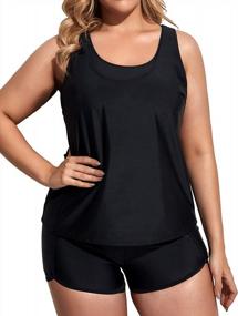 img 4 attached to Sporty And Stylish: Holipick'S Plus Size 3 Piece Tankini Swimsuits With Boy Shorts, Tank Top And Sports Bra