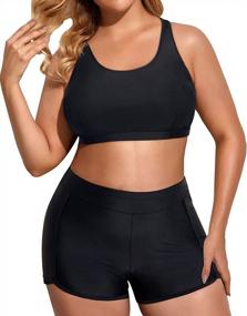 img 2 attached to Sporty And Stylish: Holipick'S Plus Size 3 Piece Tankini Swimsuits With Boy Shorts, Tank Top And Sports Bra