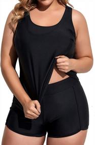 img 3 attached to Sporty And Stylish: Holipick'S Plus Size 3 Piece Tankini Swimsuits With Boy Shorts, Tank Top And Sports Bra