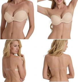 img 3 attached to 👙 Push Up Padded Underwire Strapless Bra with Clear Back and Invisible Straps - Backless Halter Bralette