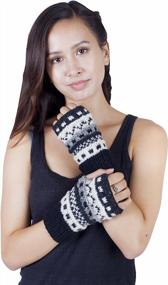 img 1 attached to 🧤 Lakhays Fingerless Gloves for Men - Navy Blue Multi Knit Design - Essential Accessories for Winter