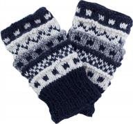 🧤 lakhays fingerless gloves for men - navy blue multi knit design - essential accessories for winter logo