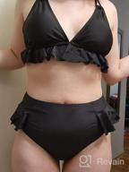 img 1 attached to High-Waisted Ruffle V-Neck Swimsuit Set For Women: Two-Piece Swimwear Ideal For Active Lifestyles review by Jon Manning