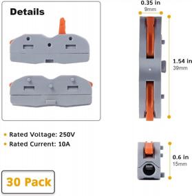 img 1 attached to 30 Pack Of Assemblable Compact Lever Wire Connectors For 1 Conductor, Compatible With AWG 28-12 Wires