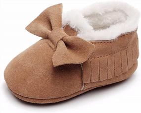 img 3 attached to Bebila Baby Moccasins For Girls Boys - Fur Fleece Lined Baby Shoes Autumn Winter Warm Genuine Leather Infants Slippers With Rubber Sole