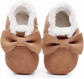 img 1 attached to Bebila Baby Moccasins For Girls Boys - Fur Fleece Lined Baby Shoes Autumn Winter Warm Genuine Leather Infants Slippers With Rubber Sole