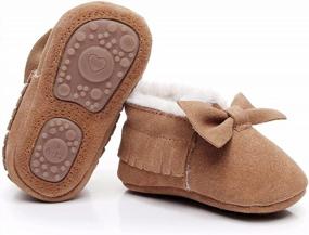img 4 attached to Bebila Baby Moccasins For Girls Boys - Fur Fleece Lined Baby Shoes Autumn Winter Warm Genuine Leather Infants Slippers With Rubber Sole