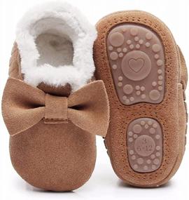 img 2 attached to Bebila Baby Moccasins For Girls Boys - Fur Fleece Lined Baby Shoes Autumn Winter Warm Genuine Leather Infants Slippers With Rubber Sole