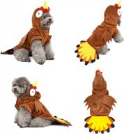 костюмы для домашних животных на хэллоуин для собак и кошек - забавные наряды, одежда с капюшоном для щенков и платье для косплея индейки (m) логотип