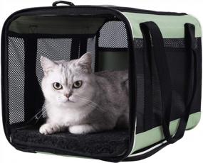 img 4 attached to Top Load Pet Carrier For Large, Medium Cats, 2 Cats And Small Dogs With Comfy Bed. Easy To Get Cat In, Escape Proof, Easy Storage, Washable, Safe And Comfortable For Vet Visit And Car Ride