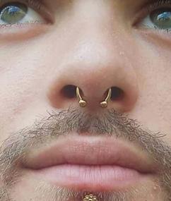 img 1 attached to Faux Nose Rings For Women: Fake Septum, Double & Helix Earring Hoops!