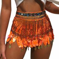 👯 munafie women's belly dance hip scarf: ultimate performance outfit for festival clothing логотип