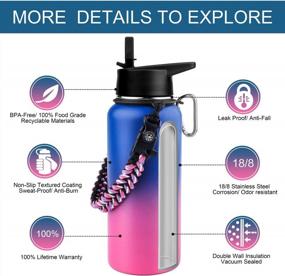 img 1 attached to 🚰 AMITER Stainless Steel Vacuum Insulated Water Bottle with Wide Mouth Straw Lid & Handle Lid - BPA Free, Leakproof Sport Water Jug Flask Thermos - Ideal for Travel, Gym, Hiking - Available in 22oz, 32oz, 40oz, 64oz, 128oz sizes