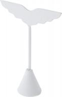 plymor white faux leather wing shaped, three pair earring display stand, 3" w x 4.75" h logo