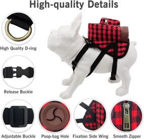 img 2 attached to Bellerata Dog Backpack: Stylish Buffalo Plaid & Pu Leather Design with Built-in Poop Bag Dispenser - Ideal for Hiking, Training, and Daily Walks with Small and Medium Dogs