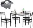 vecelo black dining table set with 4 chairs [includes 4 placemats] - enhanced seo logo