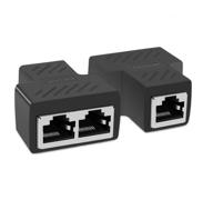 extend your network with rj45 extender: 2 in 2 out adapter for single cat5/cat6 ethernet cable (1 pair use) logo