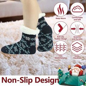 img 1 attached to Winter Home Grippers Slipper Socks for Women - Sunew Girls Warm Fleece Lining Socks with Thick, Fuzzy & Soft Thermal