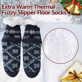 img 2 attached to Winter Home Grippers Slipper Socks for Women - Sunew Girls Warm Fleece Lining Socks with Thick, Fuzzy & Soft Thermal