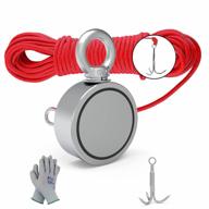 mhdmag double sided magnet fishing kit with grappling hooks and gloves, 760lbs combined strength super strong retrieval neodymium magnets with 100ft rope for river magnetic recovery salvage fishing logo