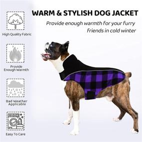 img 1 attached to Stay Warm and Stylish: Queenmore Reversible Dog Winter Coat for Small, Medium, and Large Dogs - Reflective, Windproof, and Waterproof Plaid Dog Jacket